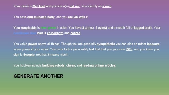 Accidental Character Generator