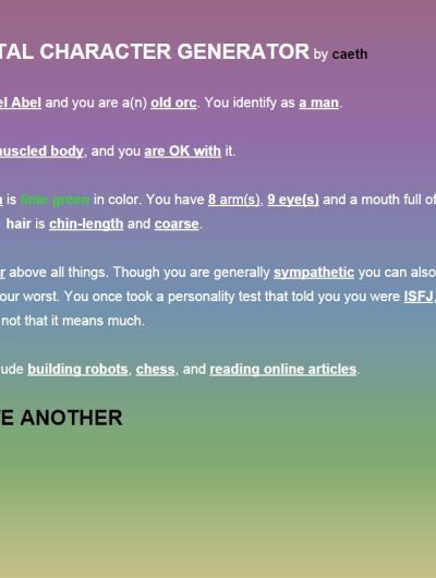 Accidental Character Generator