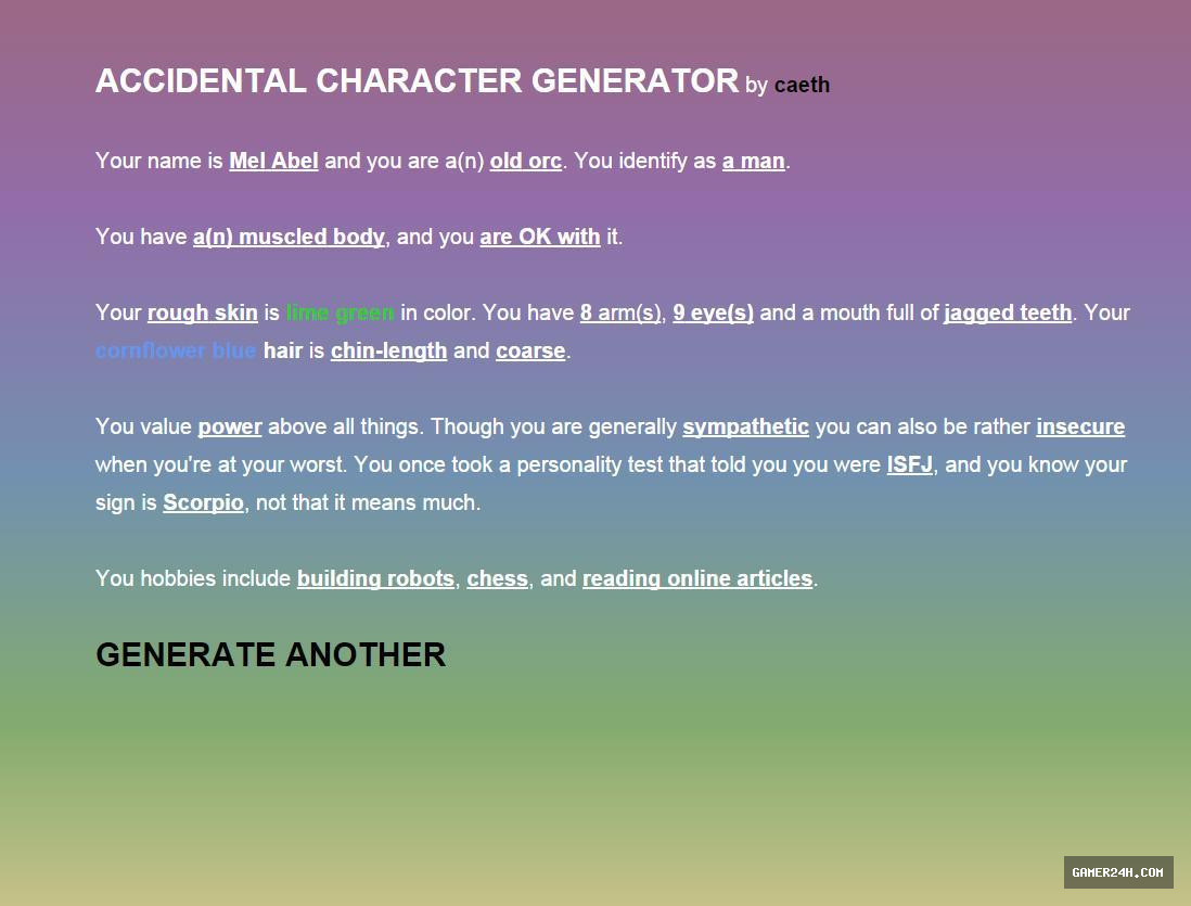 Official HD Capture: Accidental Character Generator - Game Overview & History