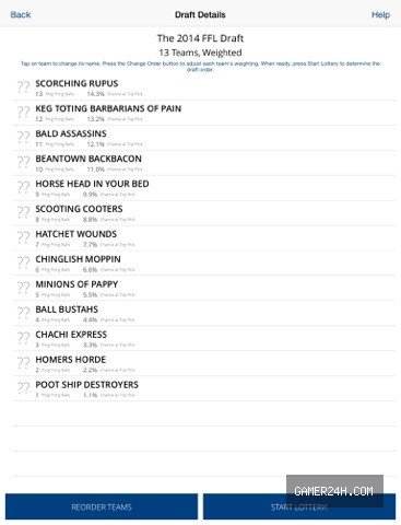 Fantasy Draft Lottery Screenshot 3