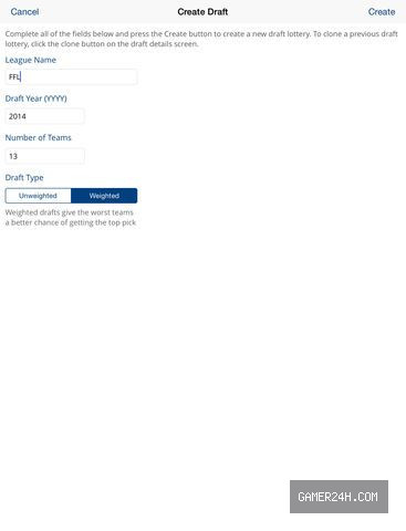 Fantasy Draft Lottery Screenshot 2