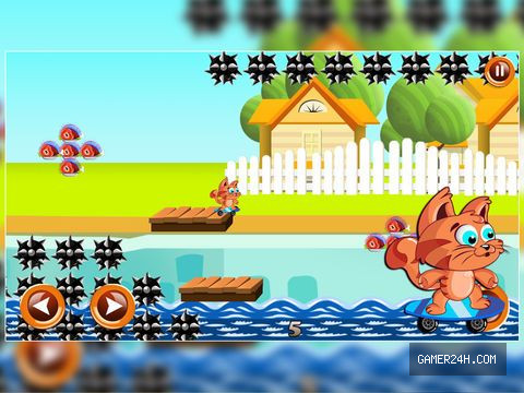 Little Cat Fur Thief: Boo’s Skate Race Fun Food Ride – Free Screenshot 4