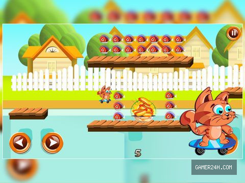 Little Cat Fur Thief: Boo’s Skate Race Fun Food Ride – Free Screenshot 3