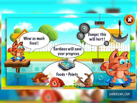Little Cat Fur Thief: Boo’s Skate Race Fun Food Ride – Free Screenshot 2