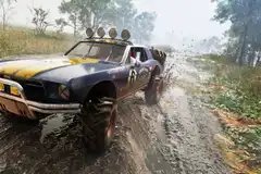 The '67 Vapid Dominator Buggy in GTA 6, as the vehicle is driven over a patch of mud.