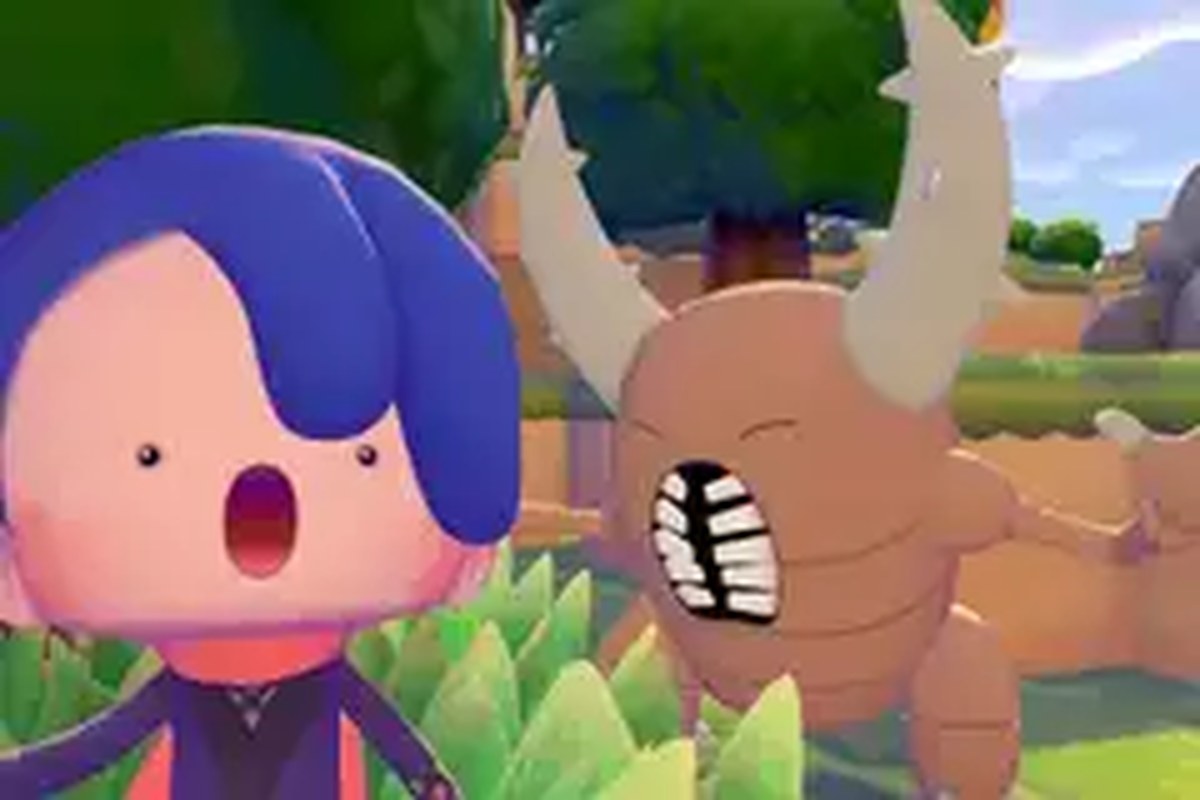 Ditto looking shocked as Pinsir talks in Pokemon Pokopia