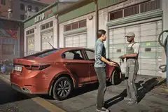 A driver gets his car repaired in Rideshare Stimulator