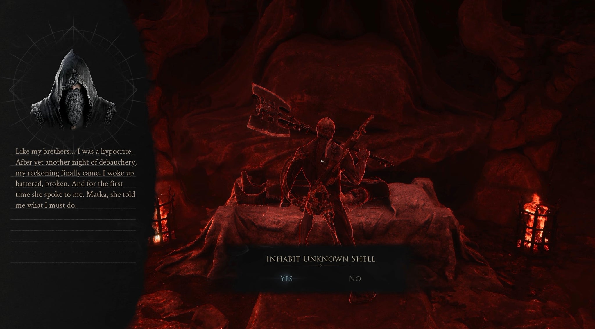 Mortal Shell 2's Harbinger discovers Smert, a Shell in the game, just before deciding to inhabit it.