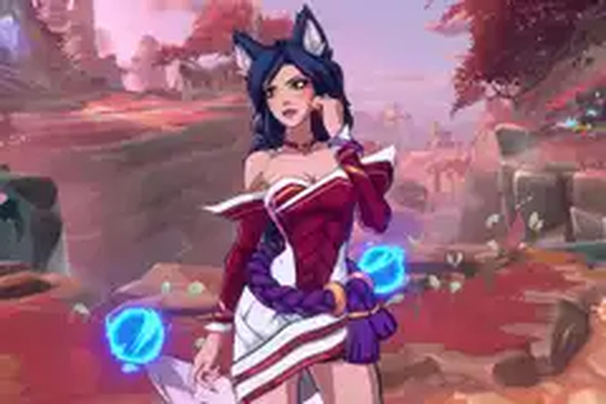Ahri from SXKO, looking pensive with cat ears
