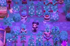 A player character in their garden in Moonlight Peaks