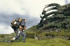 Sam Bridges walks through a desolate plain in a screenshot from Death Stranding Director's Cut
