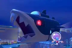 A huge Sharpedo machine in Pokemon Pokopia.
