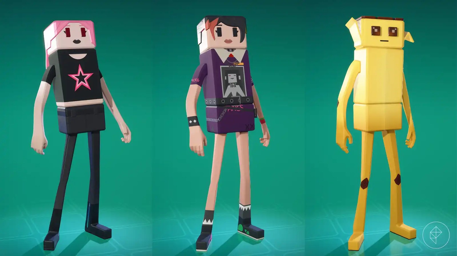 Three Wrixel styles, including Haze, Helsie, and Peely in Fortnite