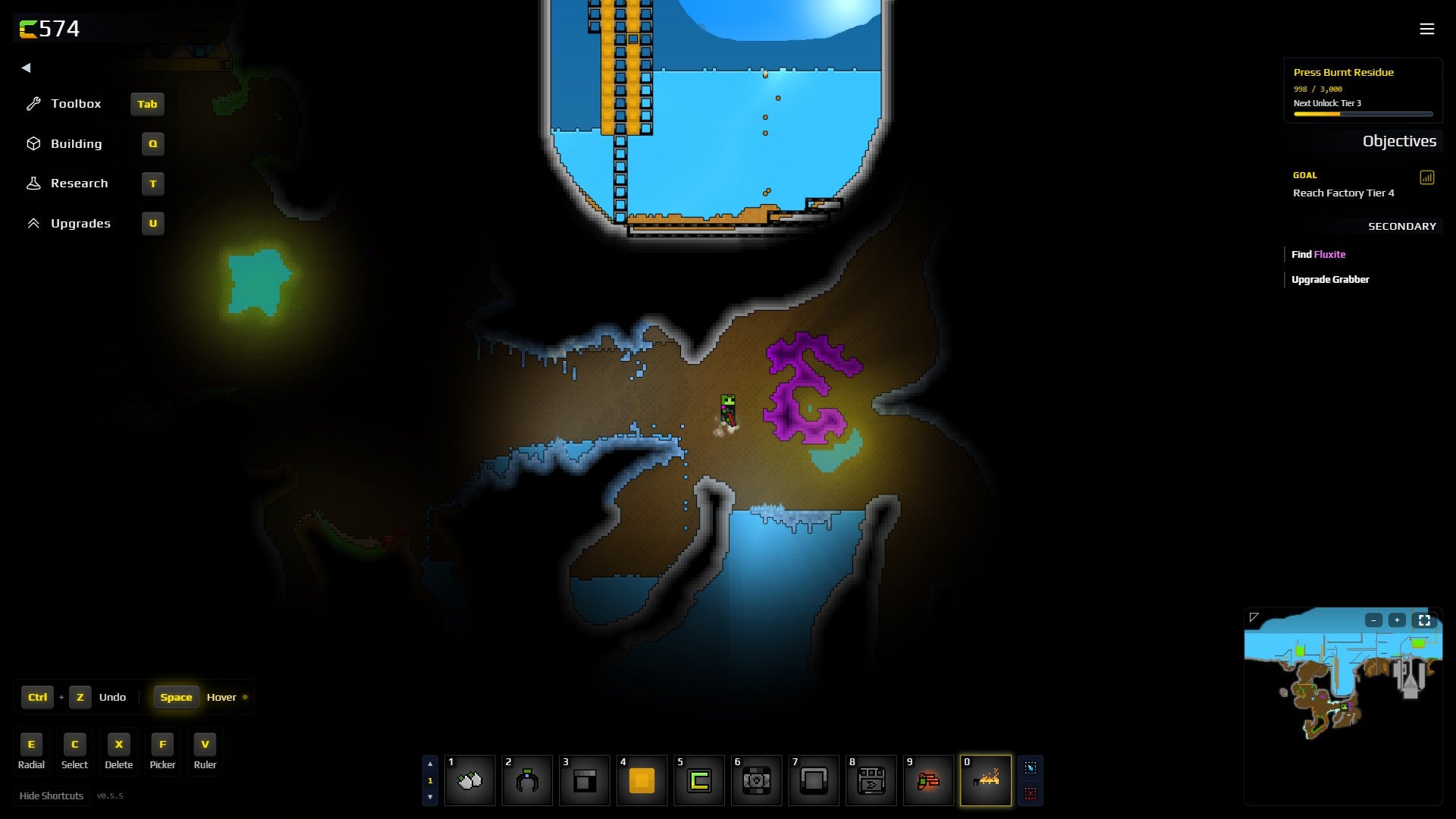2D tunnels in darkness below a lake bed in Sandustry.