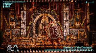 A player fights the Director of the Damned boss in Chronoscript: The Endless End.