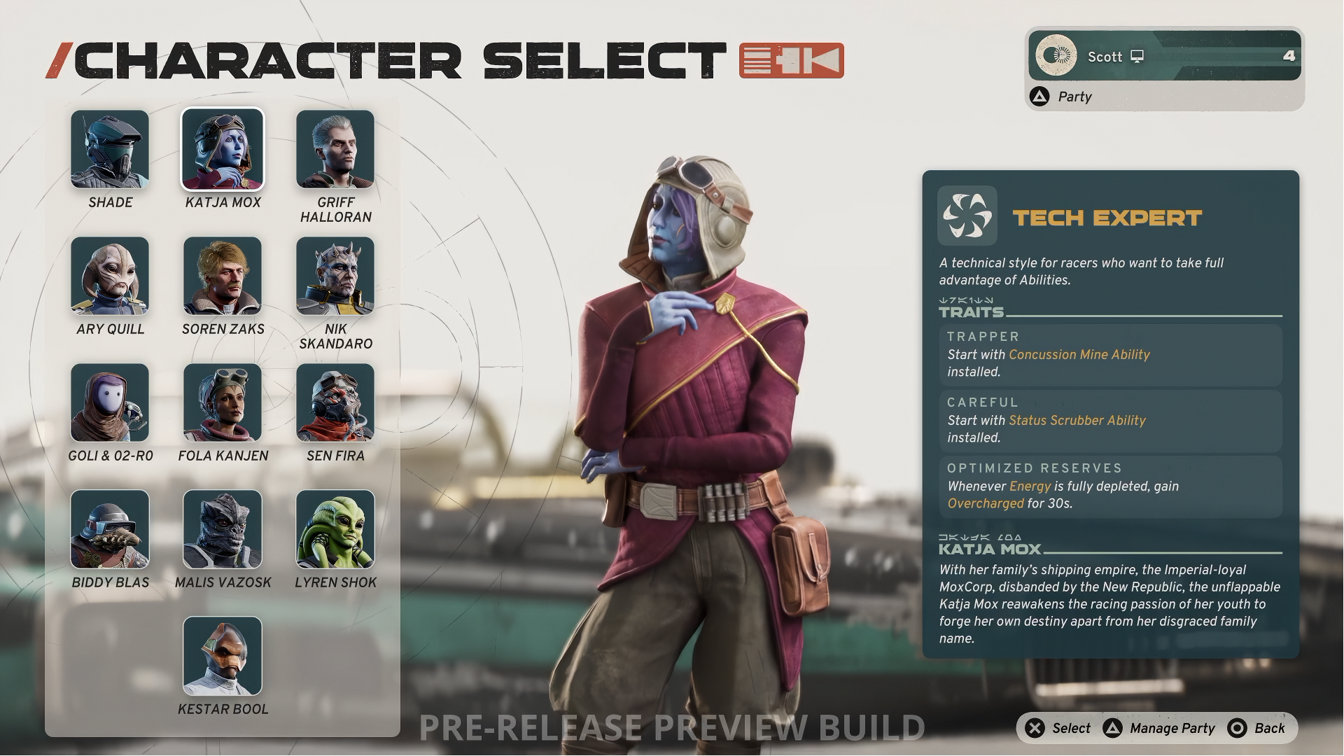 Images from supplied b-roll of Star Wars: Galactic Racer, showing the race betting and character selection screens.