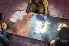 rust user pointing at map using clan table