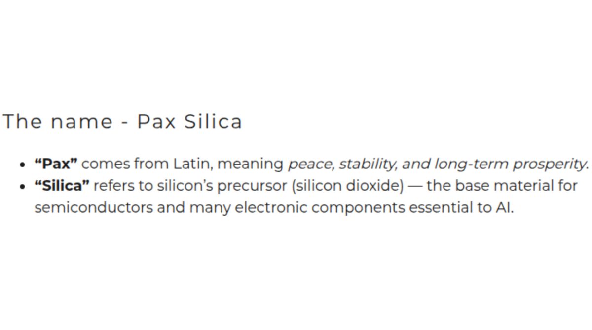 The definition of Pax Silica, as written on the Pax Silica website.