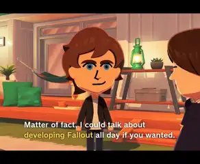 Todd Howard talks about developing Fallout in Tomodachi Life: Living the Dream.