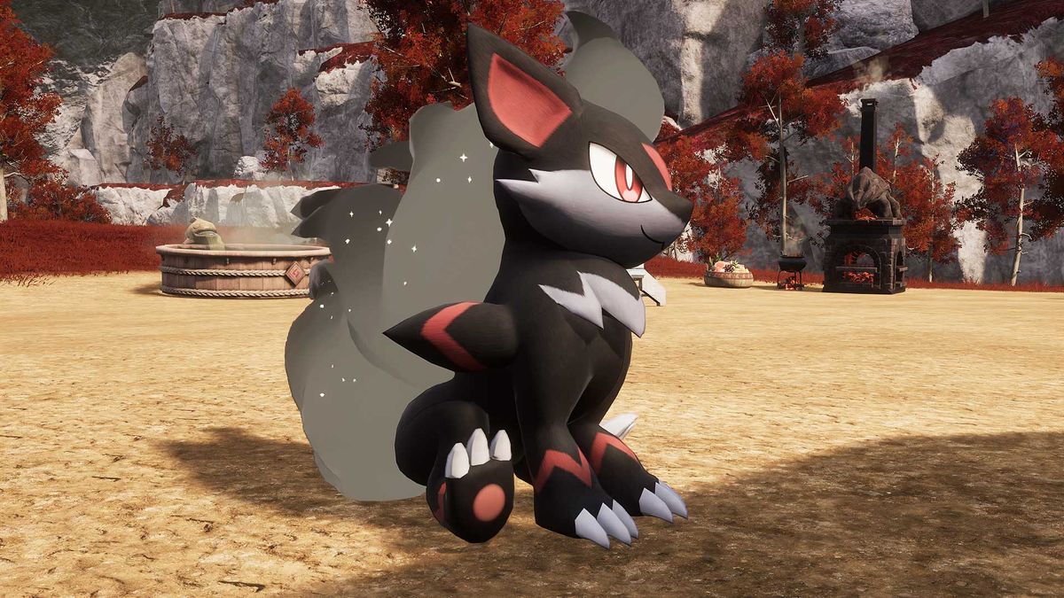 Palworld - The small, black and white dog-like pal, Smokie.