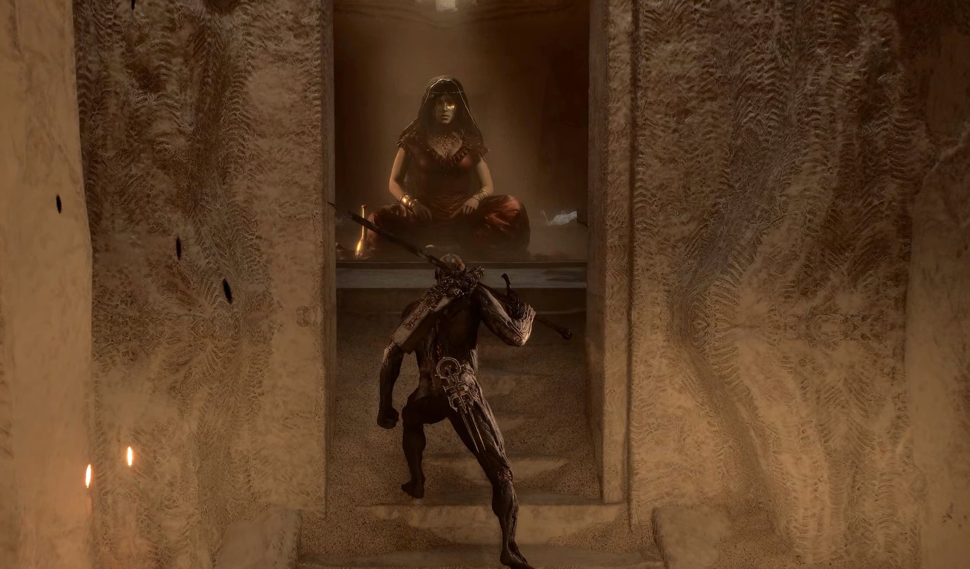 The first encounter with Shell Keeper Zhirelle in Mortal Shell 2.