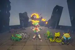 A screenshot from Gamma Emerald, a Pokemon fan game with 2DhHD sprites and a number of features missing from the original Game Boy Advance title.