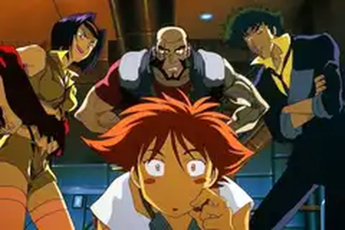 A still featuring the cast of the anime, Cowboy Bebop