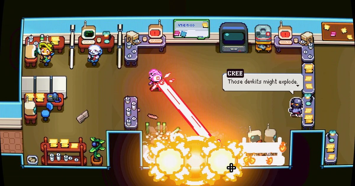 Laser Guy is a twin-stick 'anti-shooter' about a stressed out game developer who can't stop shooting laser beams from his eye