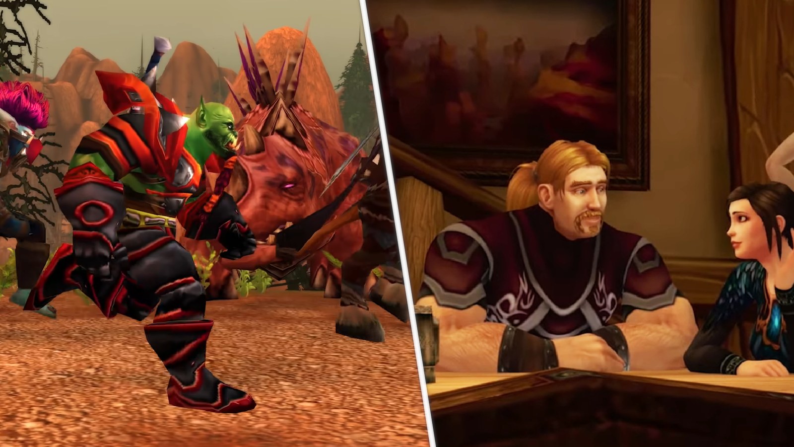 A split image: One one side, showing players engaging in combat in WoW: Forever. On the other, showing a still from "The Remarkable Life of Ibelin."