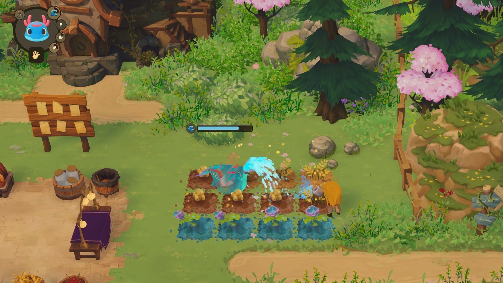 Dragon Shelter - Player and water dragon water crops together