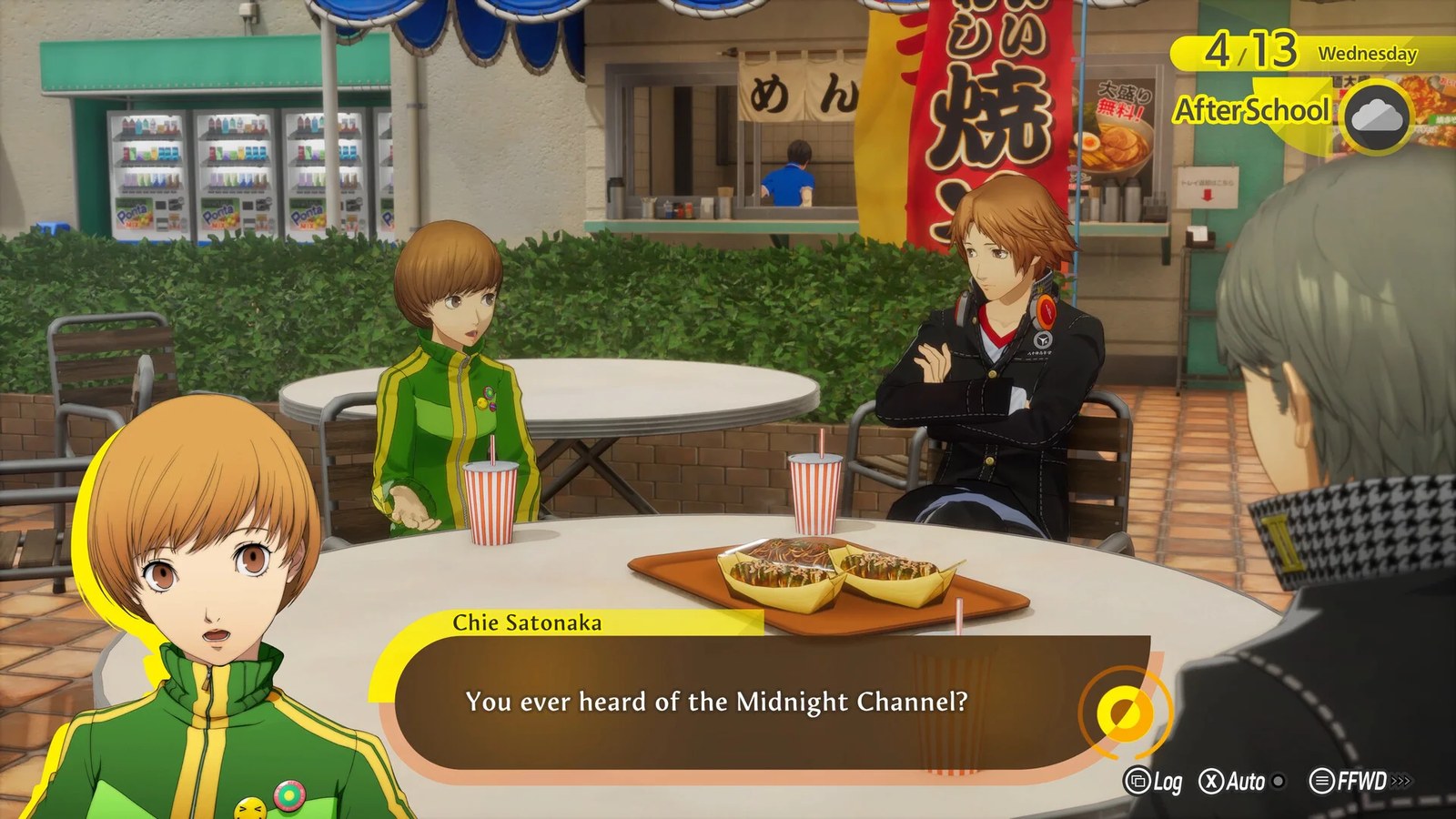 Having lunch with friends in Persona 4 Revival