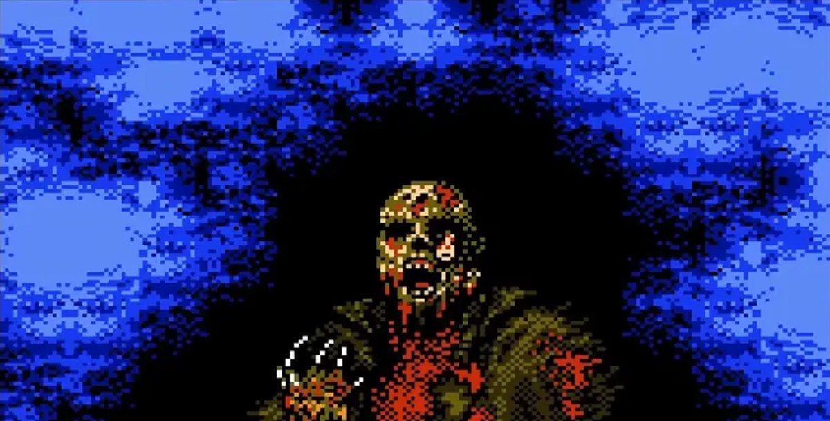 Mr. Yamamura decays into a skeleton in a scene from the Sweet Home video game