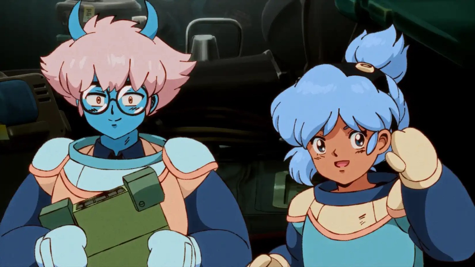 Maki and Omura, two cute anime characters in spacesuits