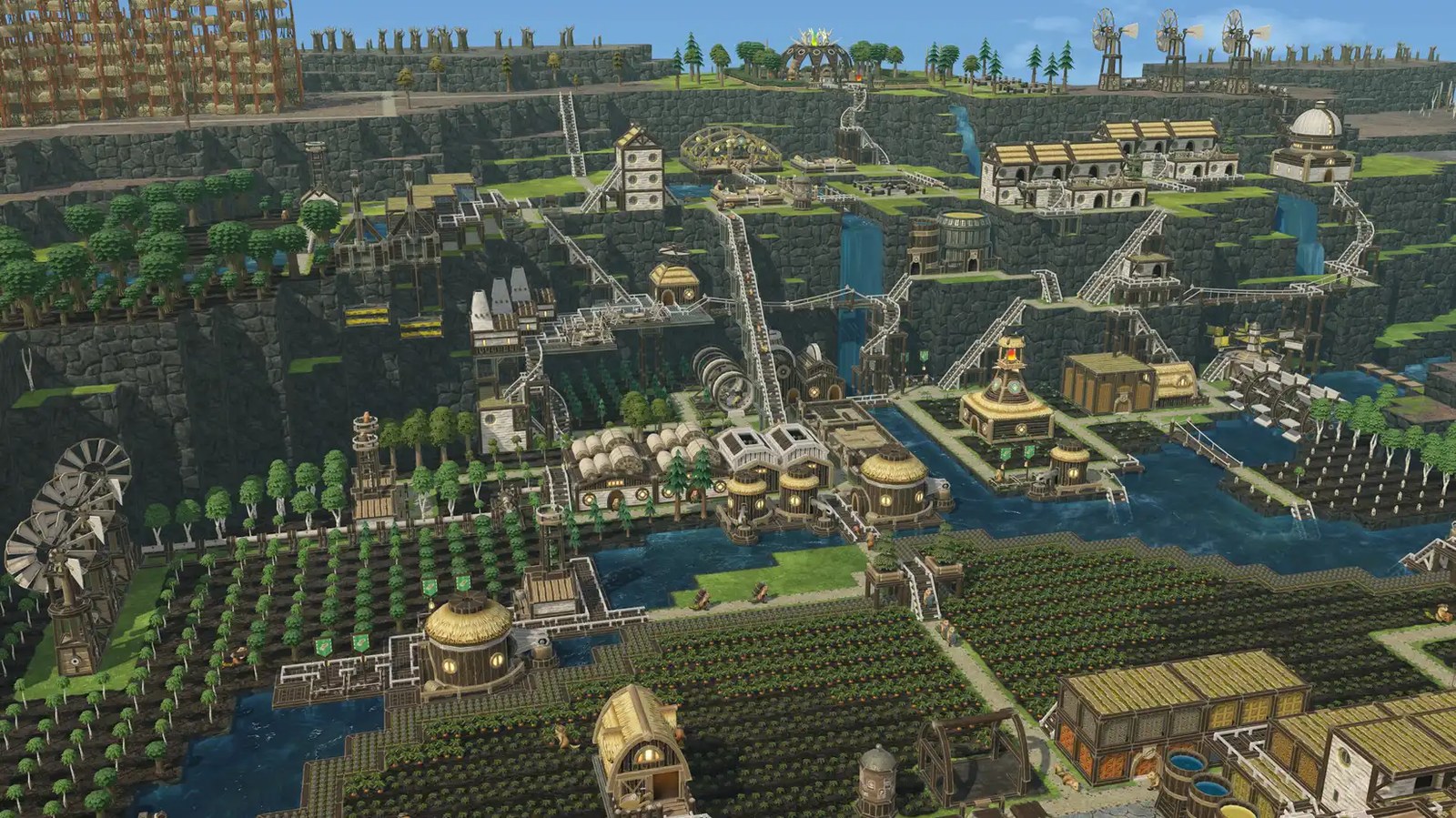 A bustling city in Timberborn