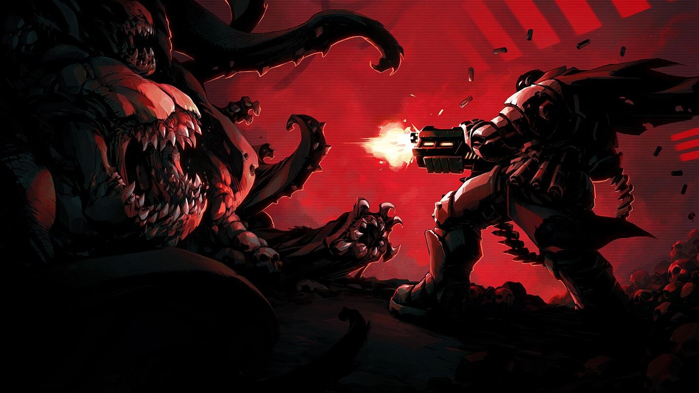 Dust Origins key art of a man firing a gun at a big alien plant monster