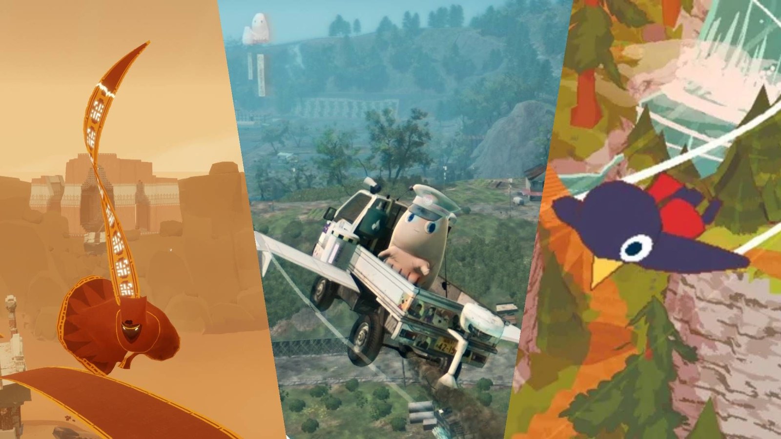 Split image of Journey, Promise Mascot Agency, and A Short Hike