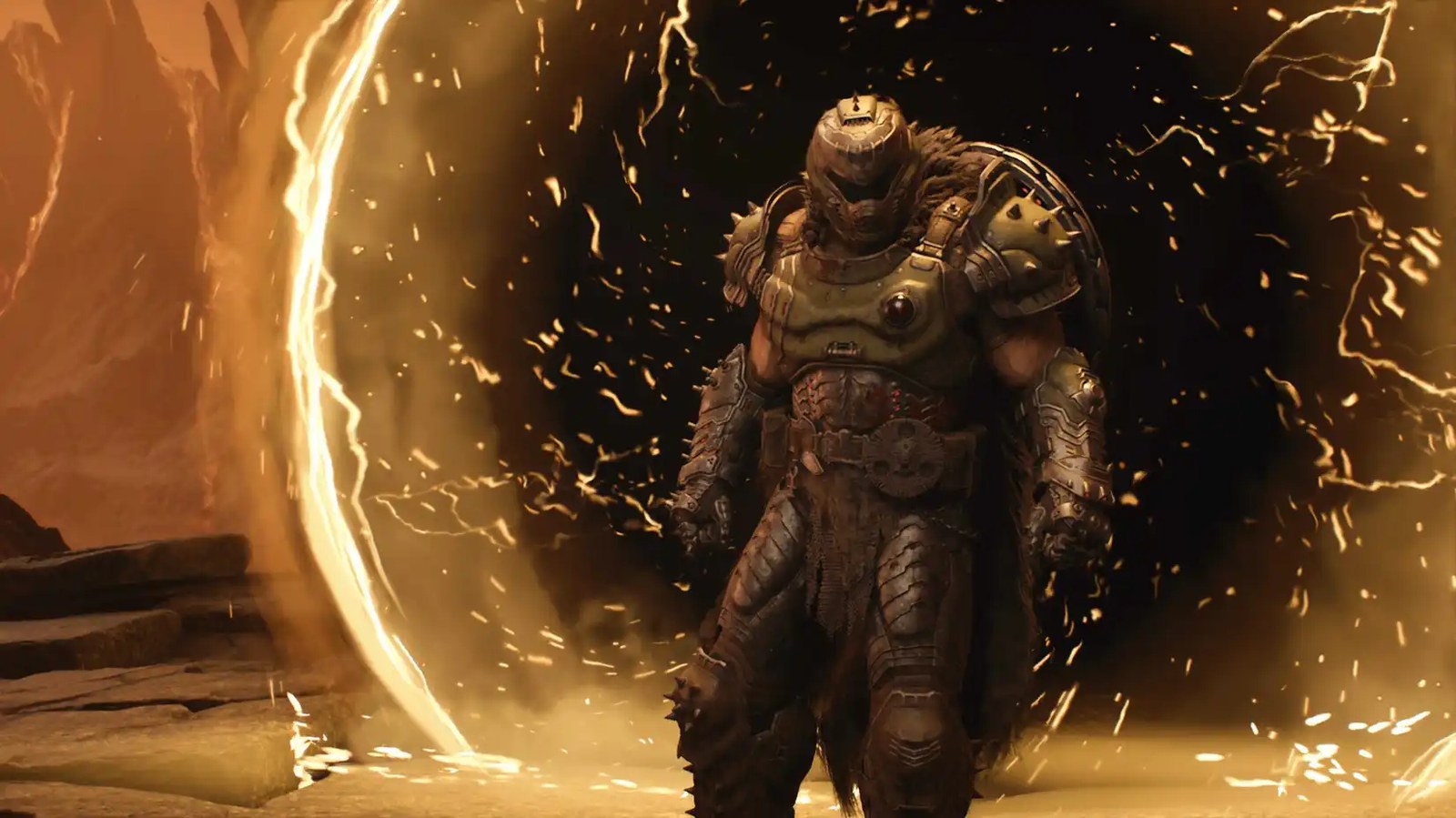 Doom TDA Revelations the fully armored Slayer stepping out of a portal