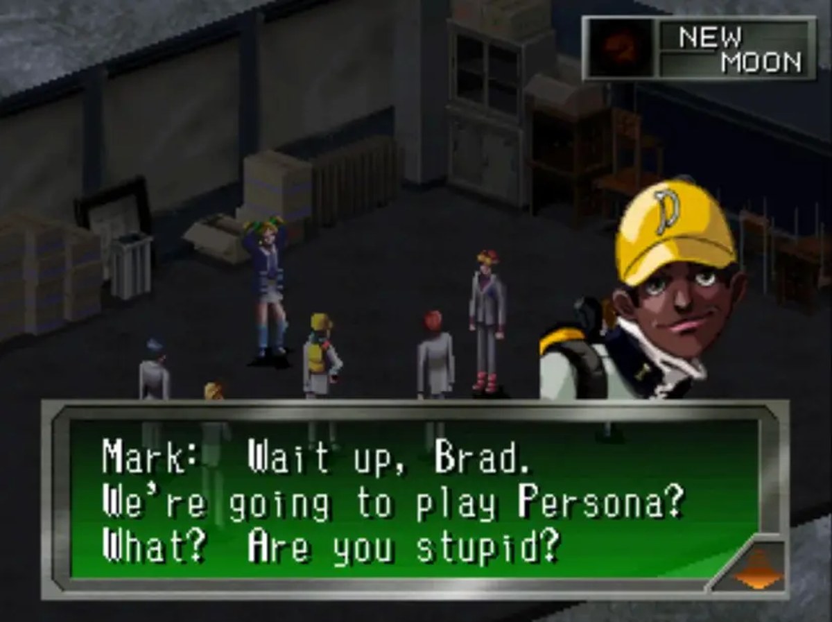Persona screenshot - Mark asks Brad if he is stupid for wanting to play Persona
