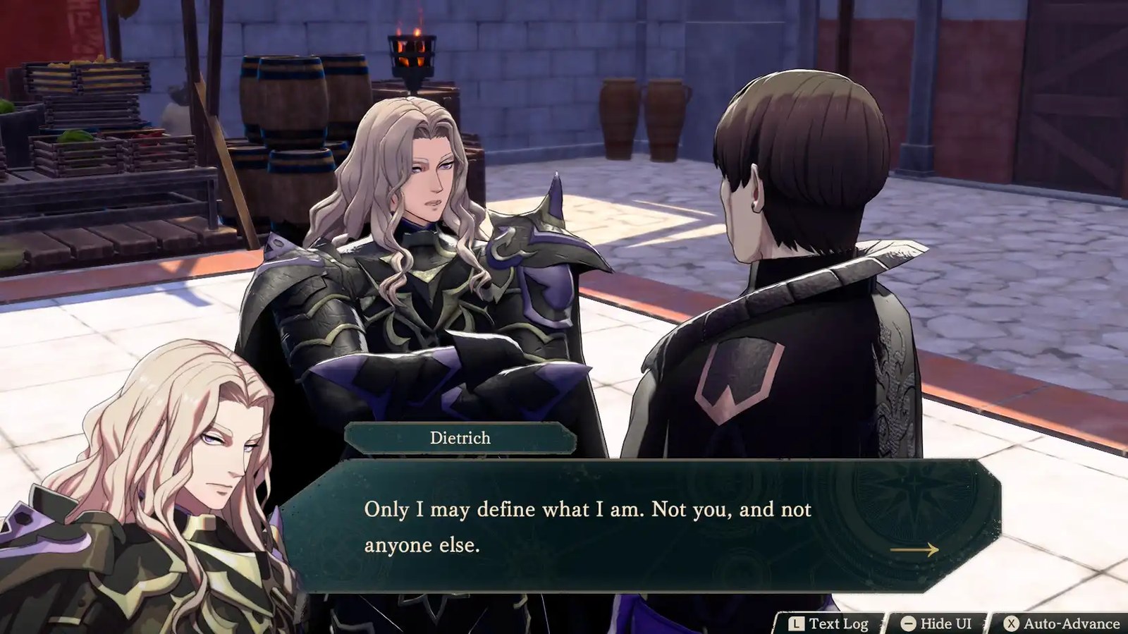 Dietrich arguing with Fabio in Fire Emblem Fortune's Weave