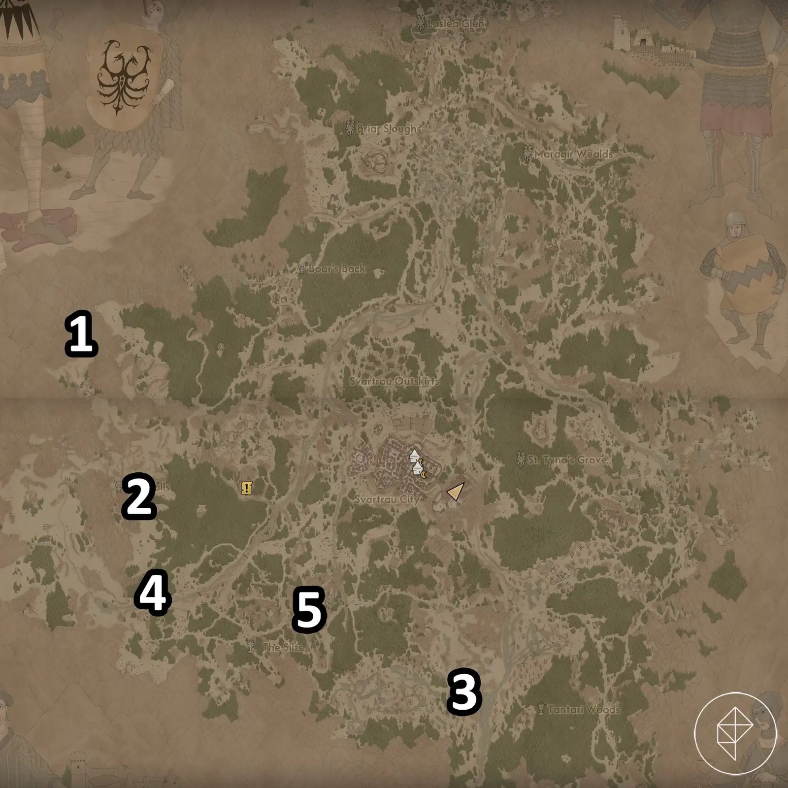 A map showing the locations of the best vampirism armor in The Blood of Dawnwalker.