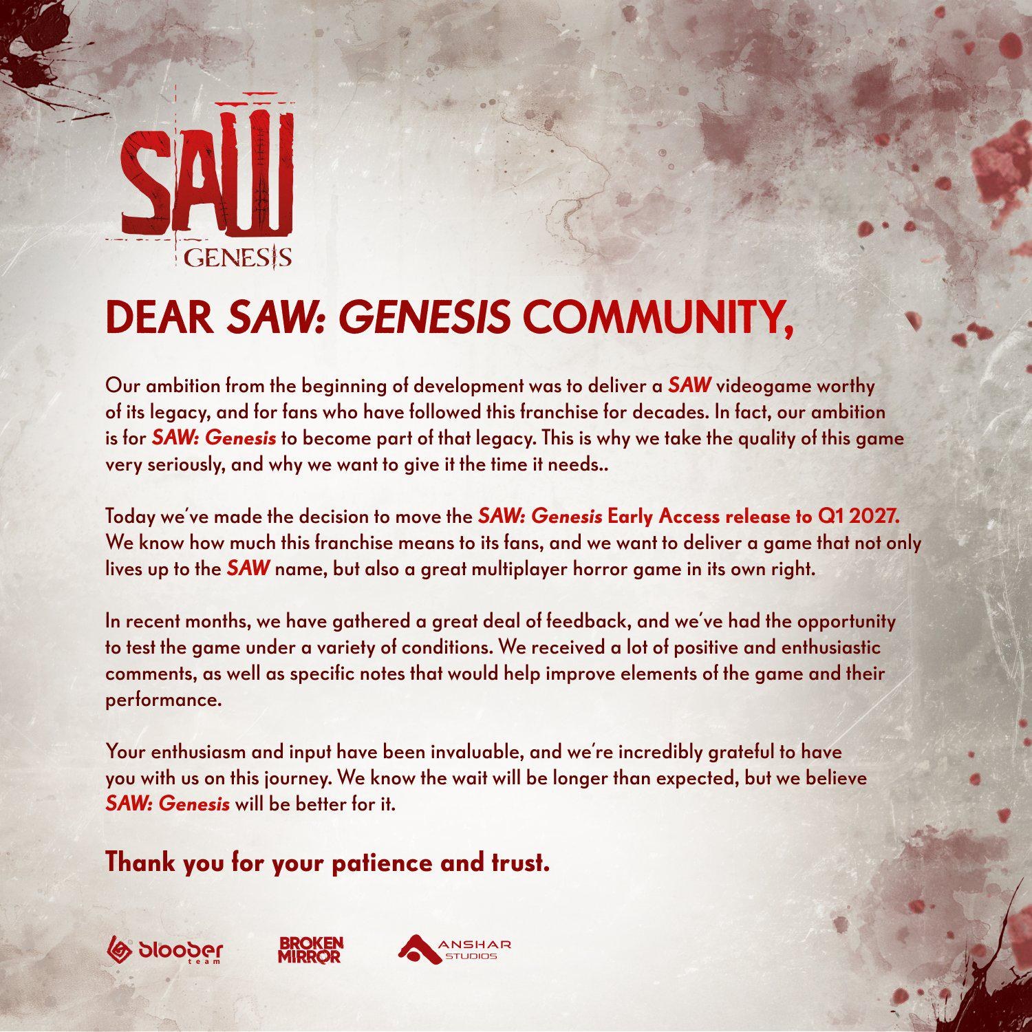 Saw: Genesis Delayed to 2027 as Bloober Team Prioritizes Polish Over Speed