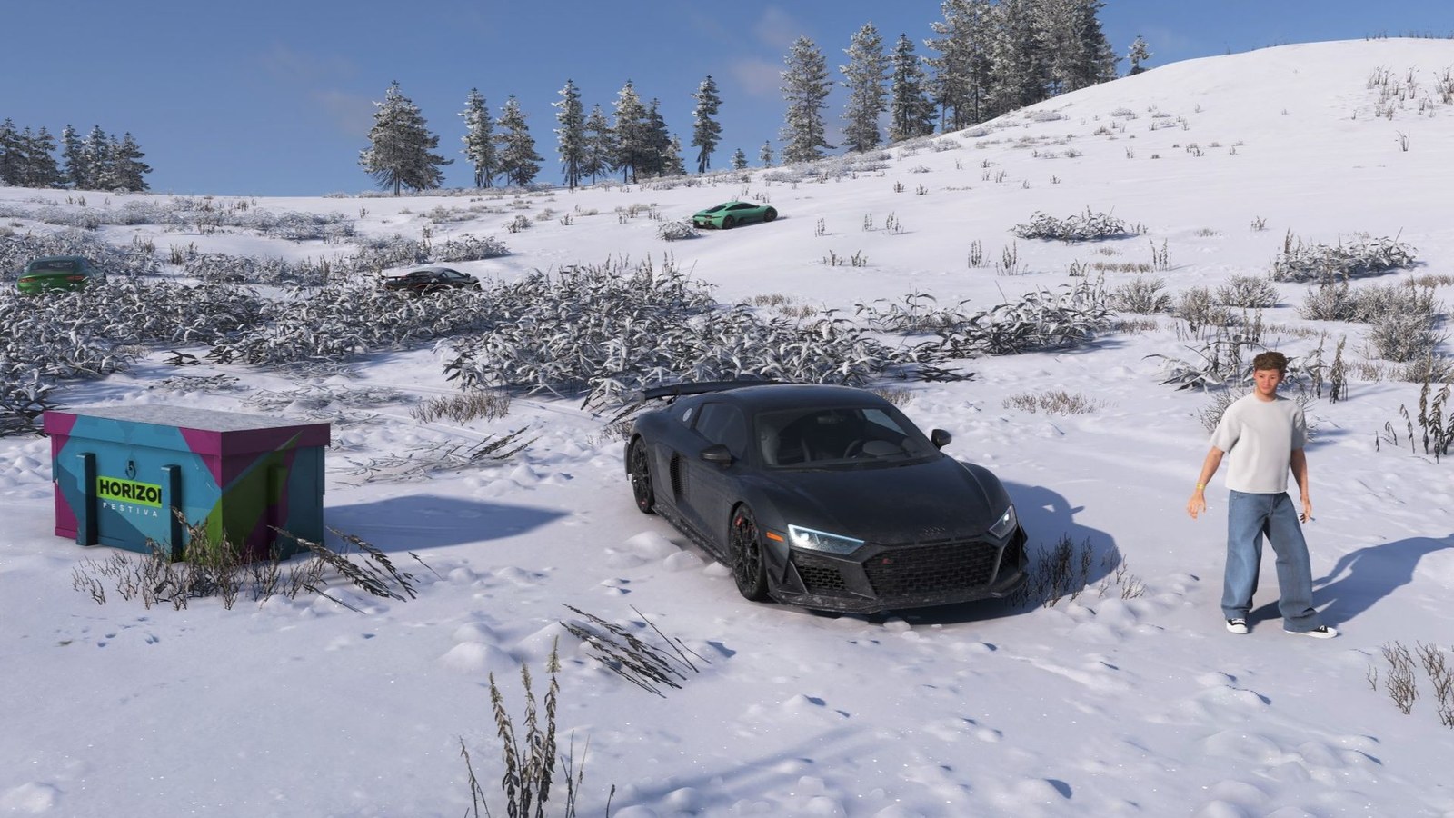 Forza Horizon 6 Shimanoyama Treasure Hunt - A man and car by the chest