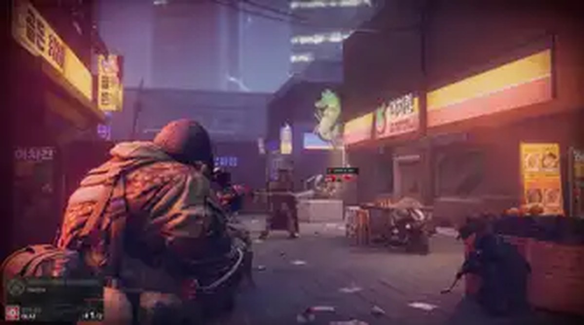 The view over the shoulder of a soldier in Rainbow Six Tactics.