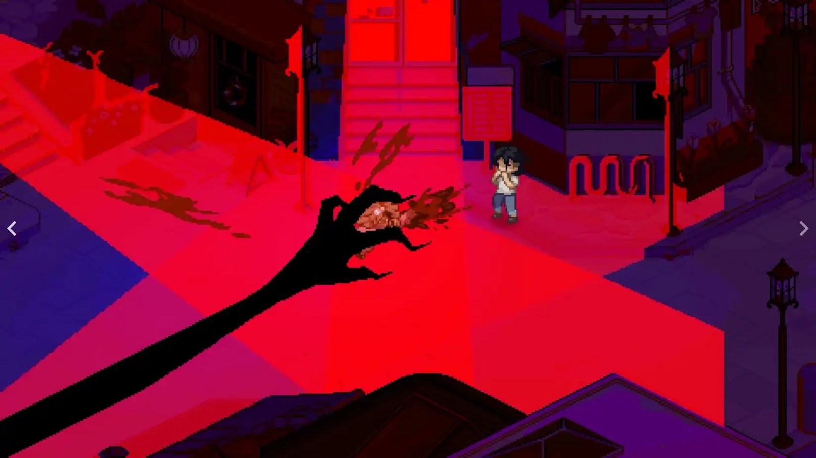 A long claw scraping a human body off the screen in Grave Seasons