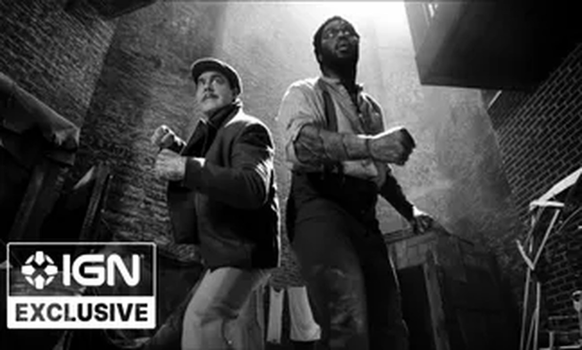 Flint Marko, aka Sandman (Jack Huston), and Lonnie Lincoln, aka Tombstone (Abraham Popoola), in Spider-Noir. (Credit: Prime Video)