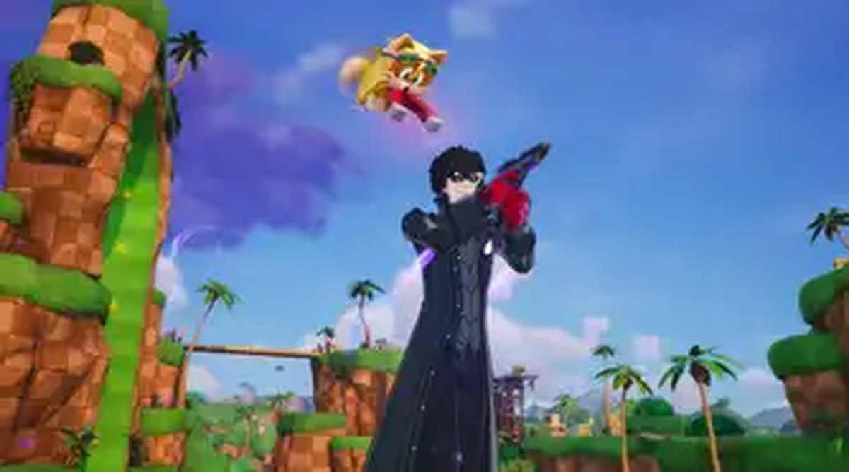 Joker from Persona 5 fights with a tails pet in Fortnite