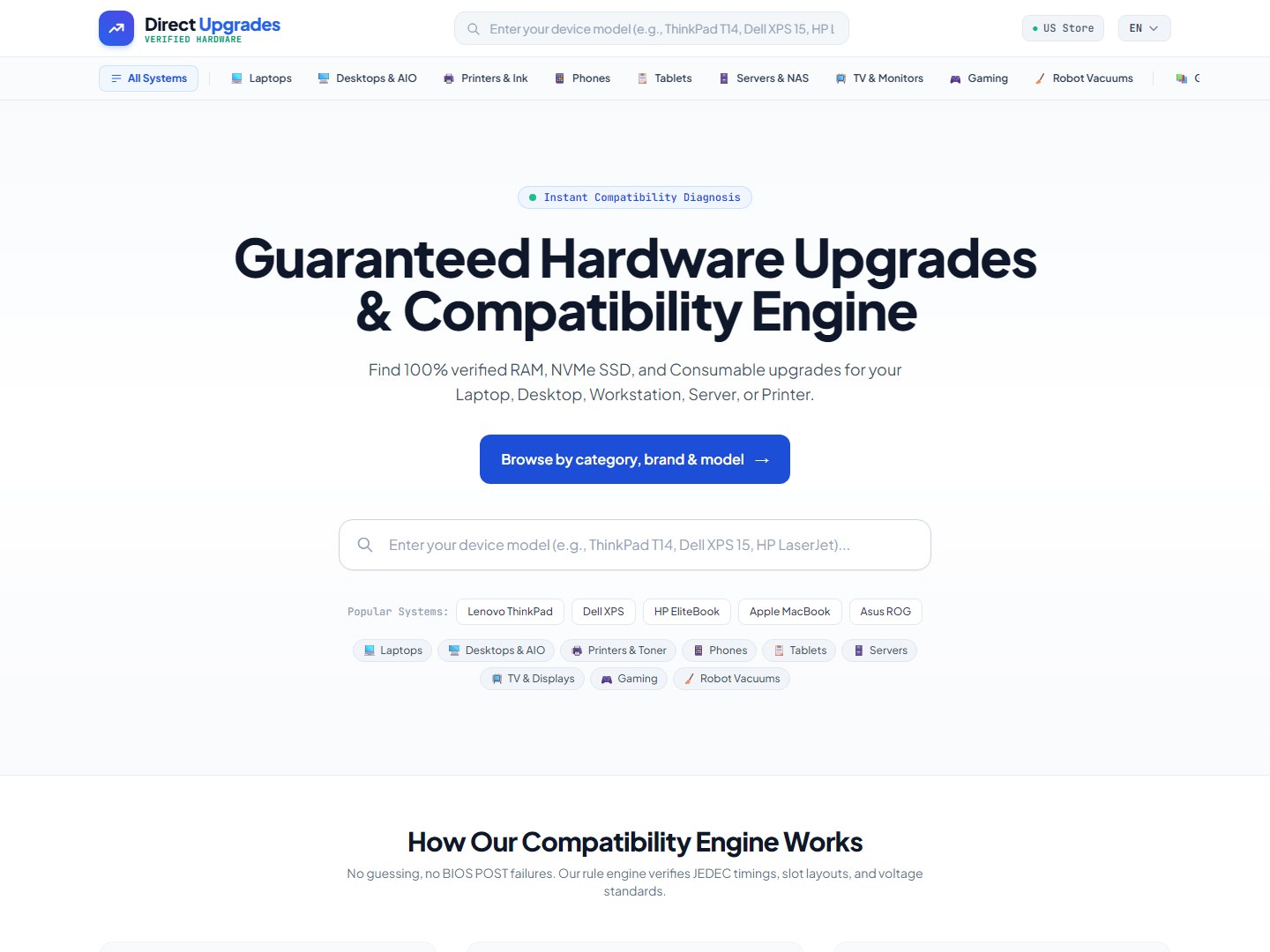 DirectUpgrades Precision Hardware Compatibility & Upgrade Advisor Portal