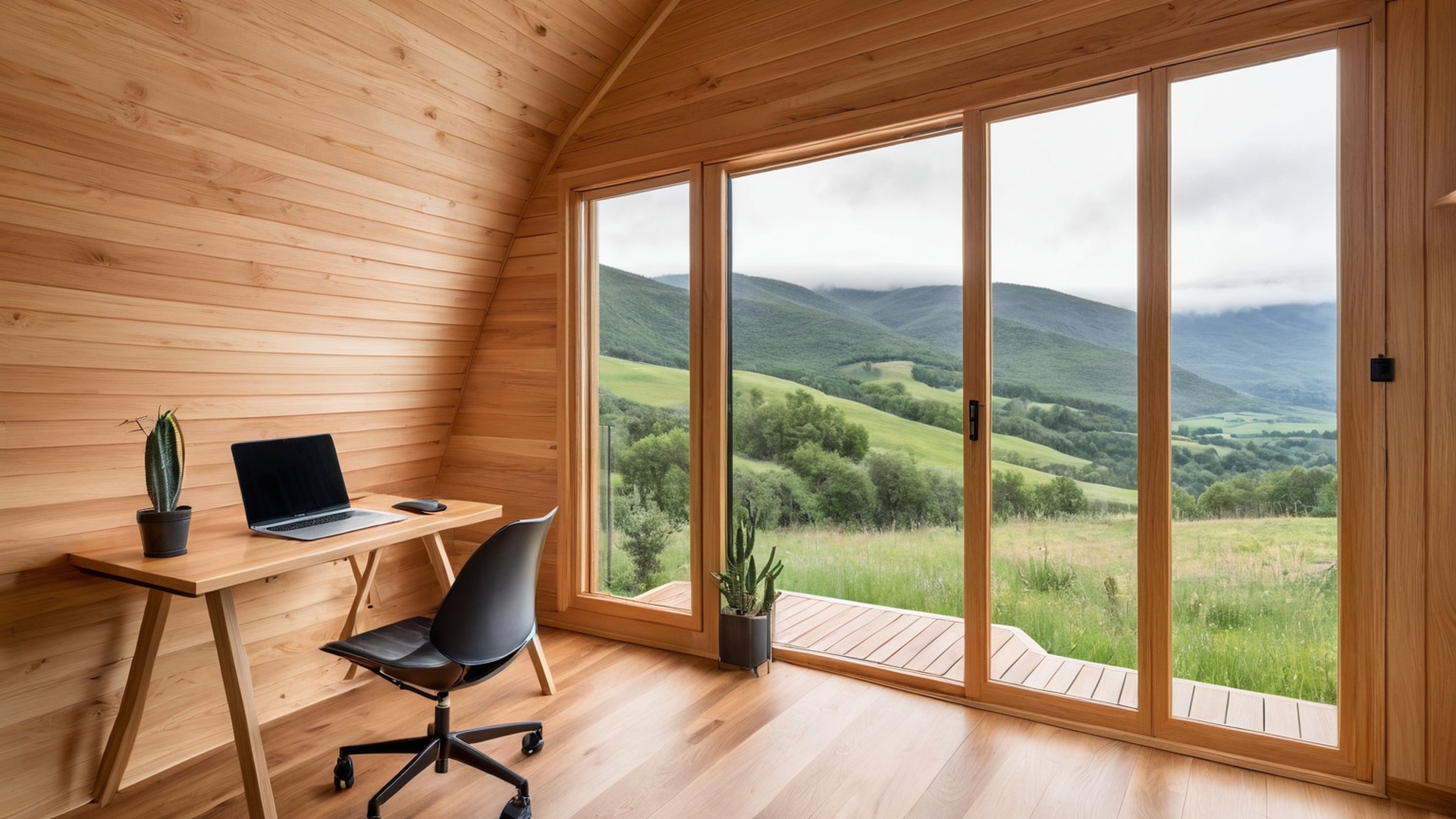 Scandinavian Acoustic Timber Workstation Interior