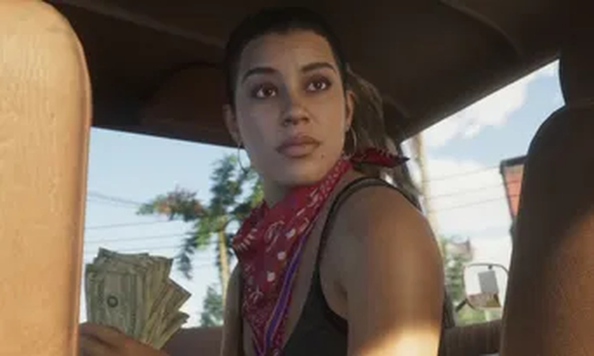 Lucia escaping a robbery in the first trailer of GTA 6 (2023)