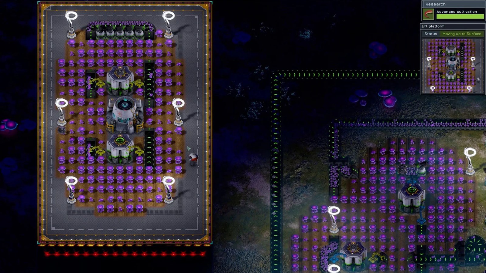 A mushroom farm built on an elevator in Substructure
